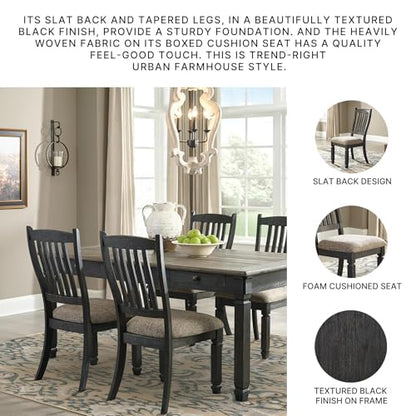 Signature Design by Ashley Tyler Creek Upholstered Dining Chairs, Set of 2 | Supportive slat-back solid and engineered wood frame, Grayish-brown cushioned seat, Reliable 250-lb capacity for daily use - color: Black