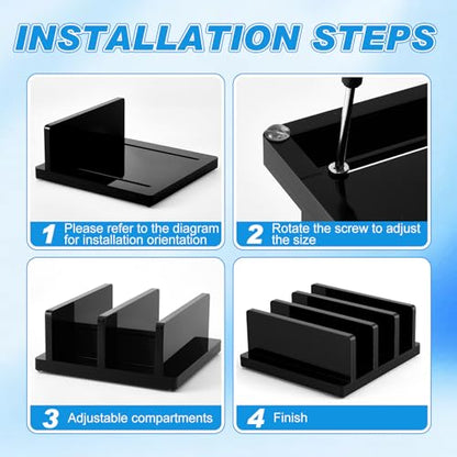 Chunful Adjustable Vertical Laptop Stand for Desk, Acrylic 3 Slot Laptop Holder Desktop, Invisible Desktop Notebook Dock for Notebook Computer, All Gaming Laptops up to 17'' - color: Black, style: 3 Slot