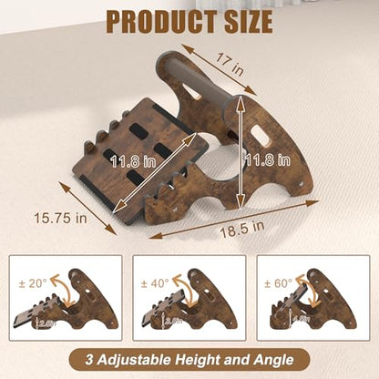 Upgraded Foot Rest Under Desk- Wooden Ergonomic Adjustable Rocking Foot Stool Under Desk with Soft Crossbar, 3 Height & Angle Settings, Non-Slip Surface for Improved Posture,Home & Office