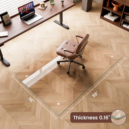 36"x55" Tempered Glass Chair Mat for Carpet - size: 36x55