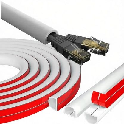 15mm 3M Invisible Adhesive Cable Raceway - Anti-Step Cord Protector Soft Wire Cover with Cap for Wall Home Office Use