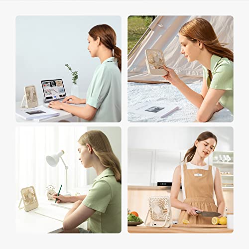 JISULIFE Small Desk Fan, 180° Foldable Portable Fan - color: Brown, size: 2000mAh