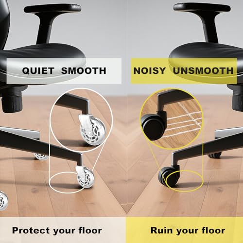Office Chair Wheels Replacement Rubber Chair Casters Heavy Duty - color: White
