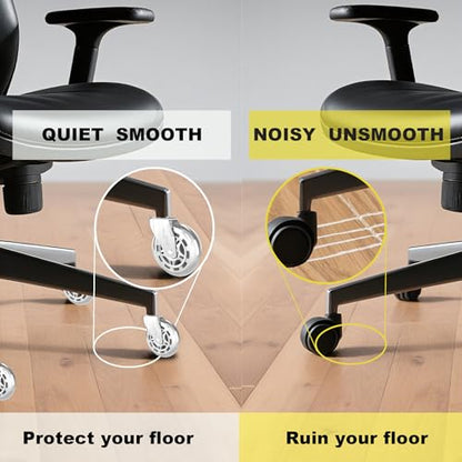 Office Chair Wheels Replacement Rubber Chair Casters Heavy Duty - color: White