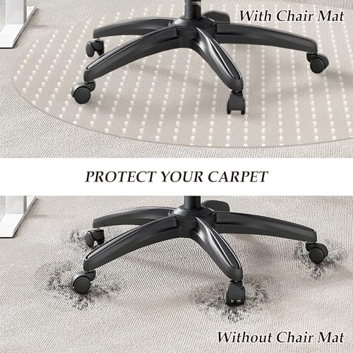 Non-Slip Office Chair Mat for Carpet, 35 x35Inches Clear Plastic Desk Mat for Rolling Chairs, Waterproof and Oil-Resistant, Anti-Fatigue Mat for Standing Desk - color: Carpet-round 36*36