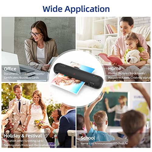 Laminator,A4 Desktop Laminator Machine Hot and Cold 9 inches Personal Laminator for Home School Office Use with Paper Cutter Trimmer Rounder Hole Puncher Binding Hoop Laminating