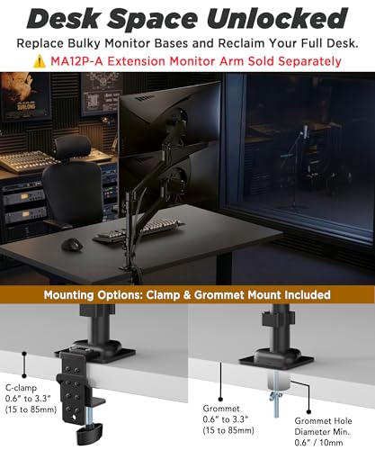 ULTRARM Extra-Tall Heavy-Duty Monitor Arm Mount for 40" Ultrawide Monitors - size: Sinlge Monitor Arm