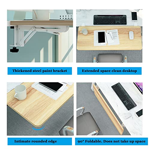 V3VOGUE 90° Foldable Desk Extender Armrest Shelf, Extended Desktop and Space Saver, Clamp-On Keyboard Drawer Tray, with K-Bracket, Ergonomic Computer Elbow Arm Support Relieve Fatigue - color: Teak, size: 65x25cm(26x10Inch)