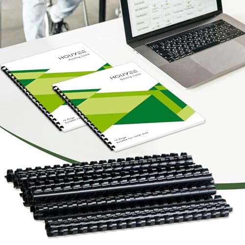 HOUYEE 100 Pack 3/8 Inch Plastic Binding Combs Spines, 19 Rings, Black | 10mm Binder Combs for Letter Size Paper, 60 Sheets Capacity , for Book Binder Office School Supplies - size: 3/8 inch, 100 Pack