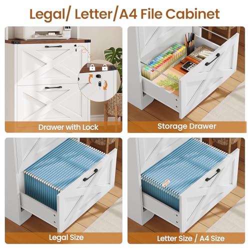 SEDETA 2 Drawer File Cabinet with Lock, Filing Cabinet for Home Office - color: White, size: 2 Drawers