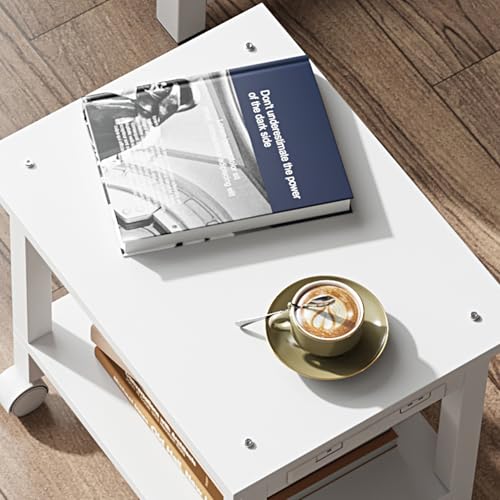 TUTOTAK Printer Stand, 2 Tier Rolling Printer Cart with Charging Station | Small Under Desk Printer Table with Wheels for Small Space, Office, Home, White PS01BW001 - color: White, size: 2 tier(15.7 x 11.8 x 15.4inchs)