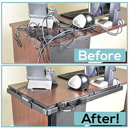 J Channel Cable Raceway System, 100” Total, Cable/Wire Management Solution for Desk, Home, Office, Kitchen, or Workshop, Includes Couplers to Cover Gaps & Solution for Power Blocks & Outlet Strips