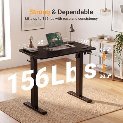 Claiks Electric Small Standing Desk, 35x20 Inch, Black - color: Black, size: 35 Inch
