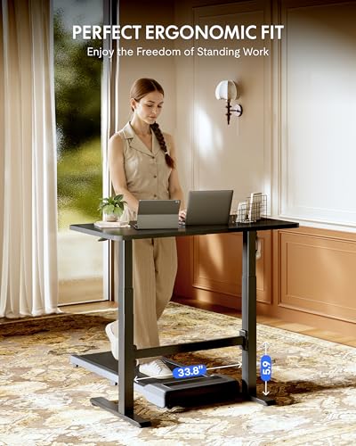 FLEXISPOT H7 Plus Mobile Standing Desk, Pneumatic Adjustable,One-Piece 48" - color: Black, size: 48"