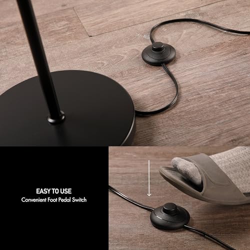O’Bright Strata Wooden Floor Lamp - Mid Century Modern Standing Lamp with Layered Wood Shade, Tall Reading Lamp for Living Room, Bedroom, Office, Black, Dark Oak, Cascade Shade - color: Black-Dark Oak-Cascade