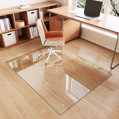Glass Chair Mat 46" x 60" Tempered Glass Office Chair Mat - color: Transparent, size: 60" x 46"
