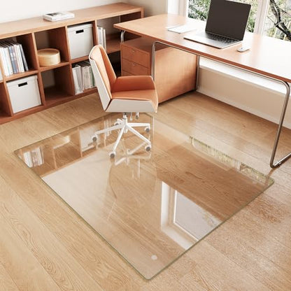 Glass Chair Mat 46" x 60" Tempered Glass Office Chair Mat - color: Transparent, size: 60" x 46"