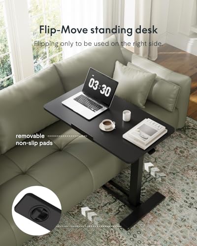 FLEXISPOT H7 PRO 90° Tiltable Mobile Overbed Table with Pneumatic Lift,28'' | Full foldable bedside table with adjustable desktop for laptop, Rolling Computer Cart and bed sofa.27.6" W x 15.7" D,Black - color: Black, size: 28x16