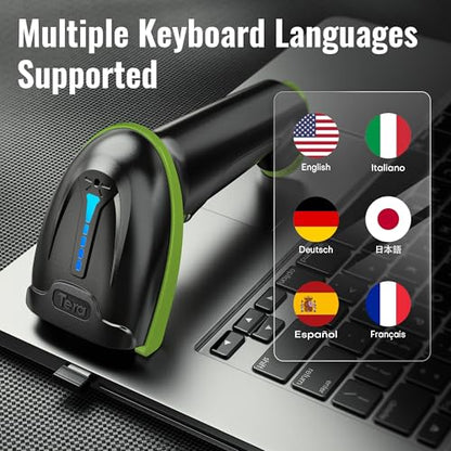Tera Barcode Scanner with Battery Indicator: 1D Wireless, 5100 Green | USB Wired 2.4G Wireless Reader, 2200mAh Battery, 1D Laser Scanning, IP54 Protection, Retail Checkout Warehouse Library School - color: 1D Green