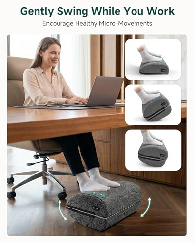 Snailax Ergonomic Foot Rest Under Desk with Heat, Vibration & Swing - color: Dark Grey
