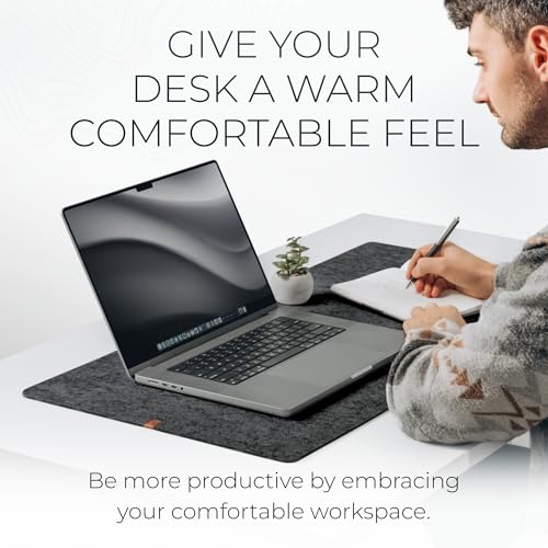 Nordik Felt Desk Mat - Large Felt Desk Pad - Charcoal (35 x 17 inches) | Premium Desk Matt for Desktop, Full Desk Keyboard Mouse Pad, High Quality Felt and Non-Slip Rubber Liner for Home and Office - color: Charcoal
