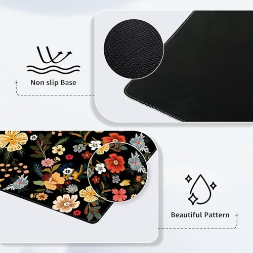 iCasso Desk Matt for Desktop, Cute Desk Pad Mat,Large Mouse Pad,Floral - color: Floral