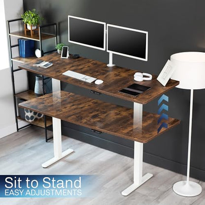 VIVO Electric Dual Motor Standing Desk Frame for 41 to 82 inch Table Tops, Frame Only, Ergonomic Standing Height Adjustable Base with Push Button Memory Controller, White, DESK-V122EW - color: White