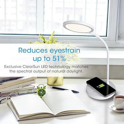 OttLite Good Housekeeping Circular LED Lamp, Wireless Charging, White - color: White
