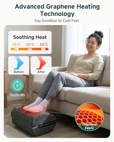 Snailax Ergonomic Foot Rest Under Desk with Heat, Vibration & Swing - color: Dark Grey