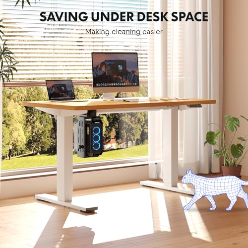 FLEXISPOT EN2 48"x24" Electric Standing Desk with PC Stand Bundle, Maple - color: Maple Top + White Frame, size: 48x24 | PC Stand
