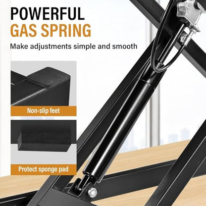 37 Inch Standing Desk Converter, Height Adjustable Desktop Standing Desk, Stand Up Riser Compatibles with 2 Computer, Stand Up Converter Laptop Workstation to 18.8" Tall, Black - color: Black