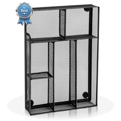 Desk Drawer Organizer, Office Drawer Divider Organizer Tray with 6 Compartments, Metal Mesh Desktop Organization and Accessories for Stationery Makeup Kitchen Toolroom School ＆Office, 12.6x8.27x1.6 in - size: Large