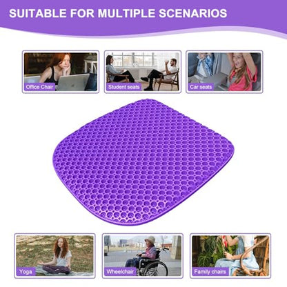 Large Gel Seat Cushion for Long Sitting with Non-Slip Cover, Soft & Breathable, Seat Cushion for Chair, Car, Office, Desk Chair, Wheelchair (17" x 15") - size: 17" x 15"