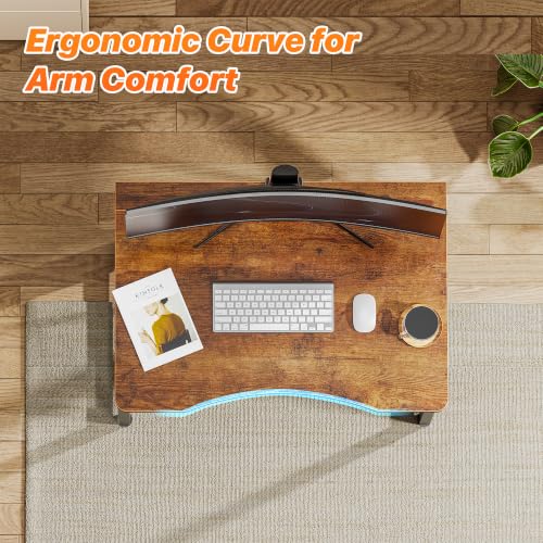 Huuger Folding Desk for Small Spaces, 23.6 Inch Foldable Computer Table - color: Rustic Brown, size: 16.5"D x 23.6"W