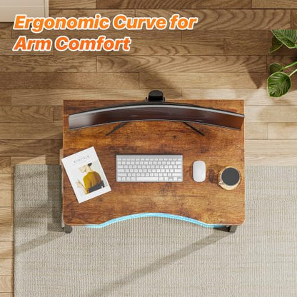 Huuger Folding Desk for Small Spaces, 23.6 Inch Foldable Computer Table - color: Rustic Brown, size: 16.5"D x 23.6"W