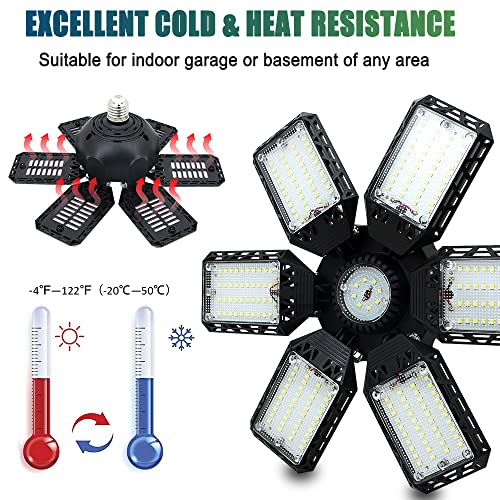 2-Pack LED Garage Lights, 160W 16000LM 6500K Garage Lights Ceiling Led Bulb with 6+1 Adjustable Panels, LED Shop Light for Basement Workshop Attic - size: 6+1 S 2pack