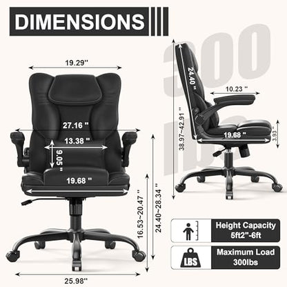 Executive Office Chair Flip Up Arms Lumbar Support Home Office Desk Chair - color: Black