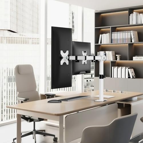 UPGRAVITY White Dual Monitor Mount Stand for Two 17"-32" Screens