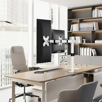 UPGRAVITY White Dual Monitor Mount Stand for Two 17"-32" Screens