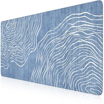 iCasso Desk Cover Mat, Extended Long Mouse Pad for Laptop,Blue - color: Wave-Blue
