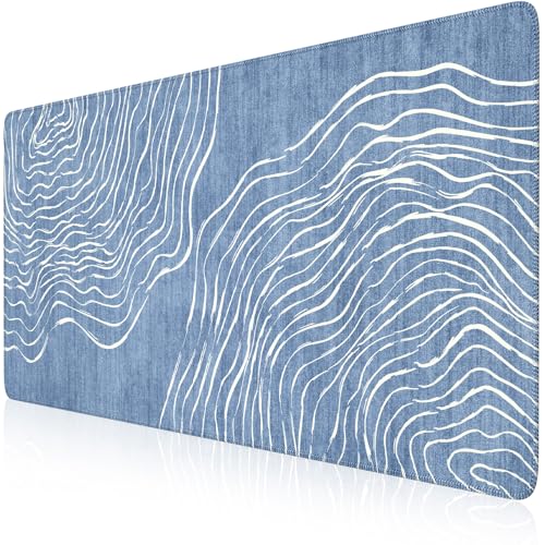 iCasso Desk Cover Mat, Extended Long Mouse Pad for Laptop,Blue - color: Wave-Blue