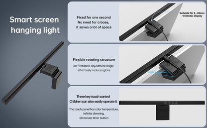 Monitor Light Bar with RGB Backlight, Computer LED Screen Lamp for Eye Caring, USB Powered Dual Light Source with Touch Control Timed Computer Monitor Desk Lamp for Game Office Home
