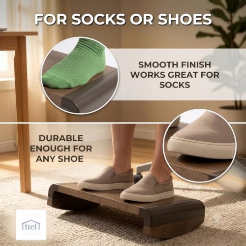 Tiel Designs Ergonomic Under Desk Footrest for Posture Support, Solid Wood, Non Slip Office Foot Stool, Angled Desk Foot Rest for Home and Office
