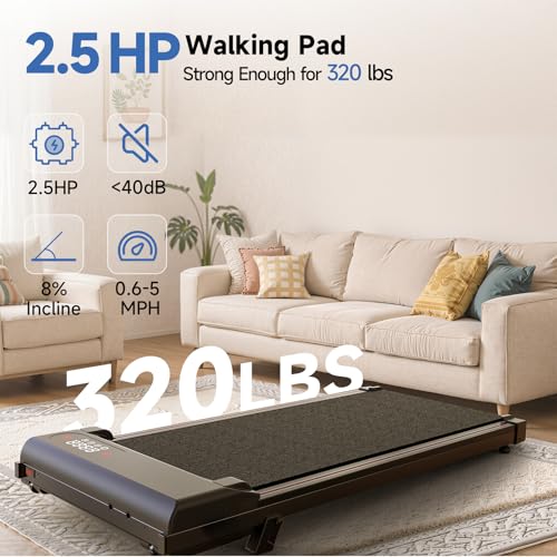 Incline Walking Pad, 3.5HP Foldable Portable Treadmill with Handle Bars, Ultra Quiet ≤40dB Under Desk Treadmills for Home Office, 330LB Capacity, Wide Running Belt, LED Display & Remote Control - color: Dark Black