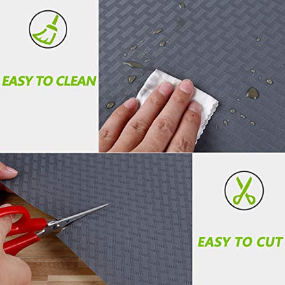 Kitchen Shelf Liner Drawer Liners, 11.8"W x 78.7"L Non Adhesive Cabinet Mat | EVA Material, Waterproof, Easy to Cut, Shelf Drawer Liners Kitchen Cabinets Cupboard liner Pantry Refrigerator - color: Diagonal Pattern Gray, size: 11.8"W x 78.7"L