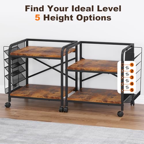 24"x20" Printer Stand with Hanging File Holder & Wheels, Brown - color: Rustic Brown, size: Extra Large