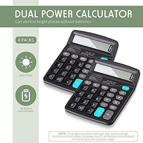 8 Pcs Calculator Desktop Bulk 12 Digits for Office School Home