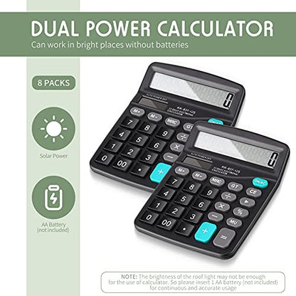 8 Pcs Calculator Desktop Bulk 12 Digits for Office School Home