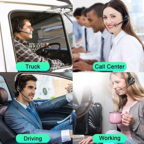 Bluetooth Headset with Microphone 12 Hours Talking Time for Trucker Wireless HeadsetsTruck Driver Call Center Skype Home Office PC