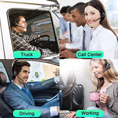Bluetooth Headset with Microphone 12 Hours Talking Time for Trucker Wireless HeadsetsTruck Driver Call Center Skype Home Office PC